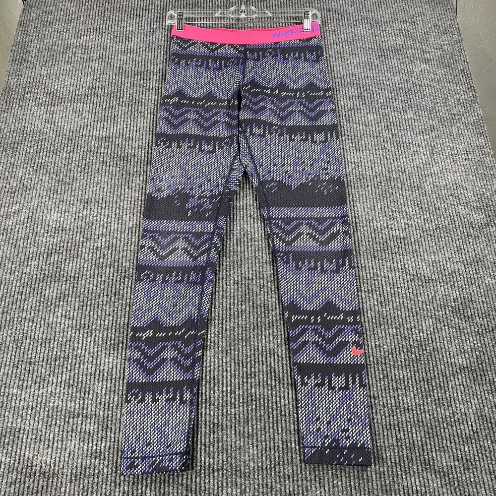 Nike Pro Dri Fit Leggings‎ Womens Medium Purple Pink Gym Training Workout